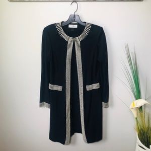St John Santana Pearl Embellished Long Jacket